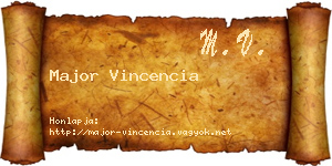 Major Vincencia névjegykártya